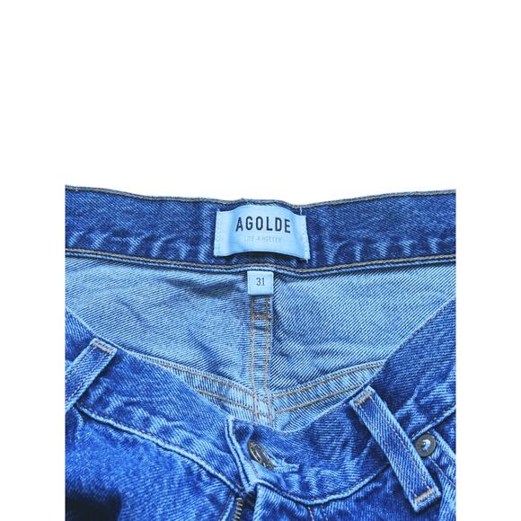 AGOLDE Pinch Waist High Rise Kick Jeans Size 31 Cropped 28" Classic Mom Luxury - Picture 5 of 8